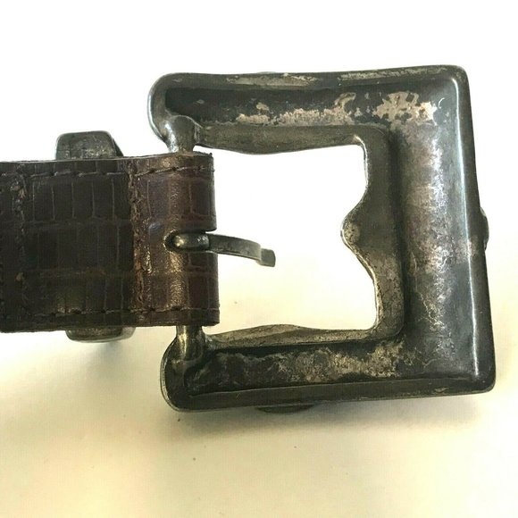 Vintage Portfolio Brown Leather Belt Cowgirl Crocodile Womens Size S M  Made USA - Picture 7 of 11